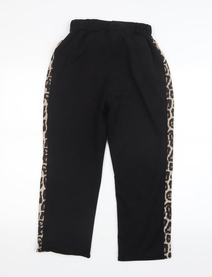 Womens UK Size S Preworn Regular Fit Jogger Black Trousers