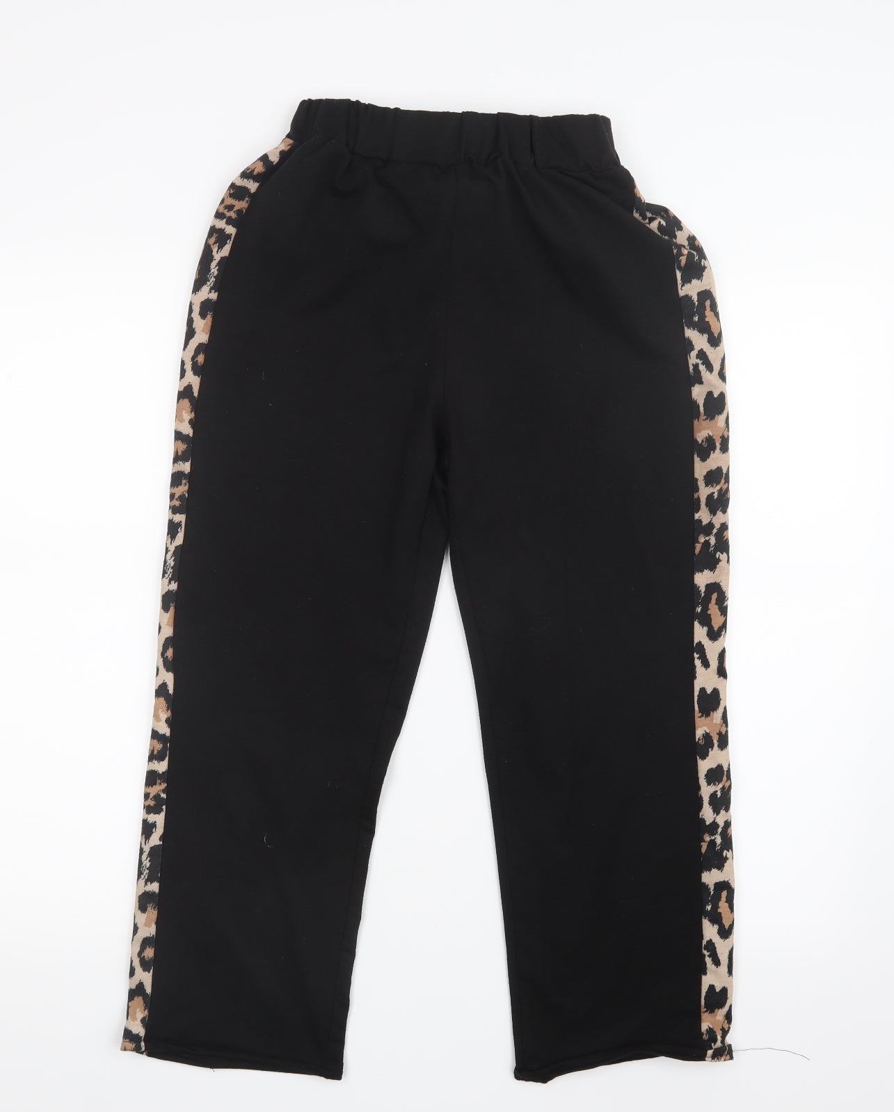 Womens UK Size S Preworn Regular Fit Jogger Black Trousers