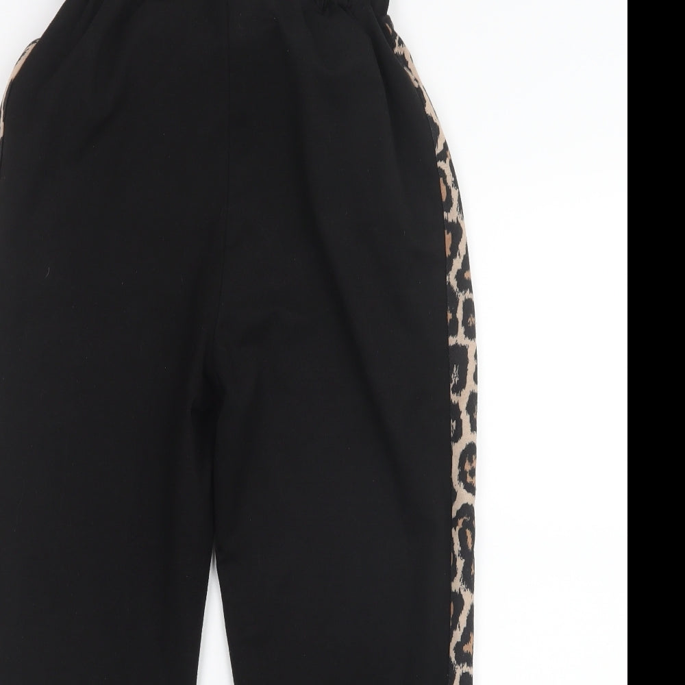 Womens UK Size S Preworn Regular Fit Jogger Black Trousers