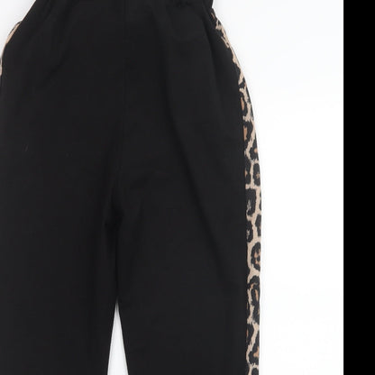 Womens UK Size S Preworn Regular Fit Jogger Black Trousers