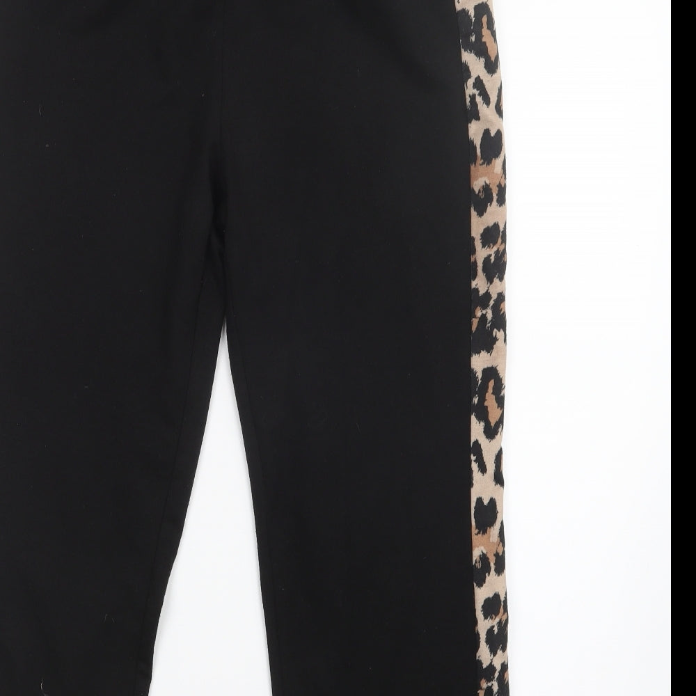 Womens UK Size S Preworn Regular Fit Jogger Black Trousers