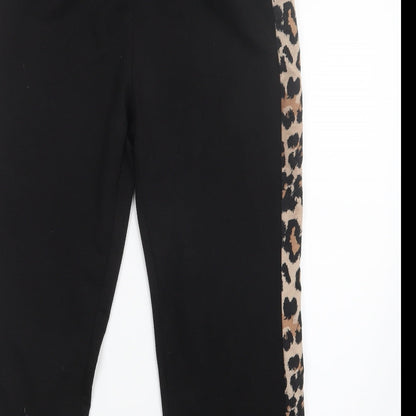 Womens UK Size S Preworn Regular Fit Jogger Black Trousers
