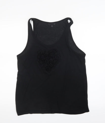 Womens UK Size 10 Topshop Black Basic Tank