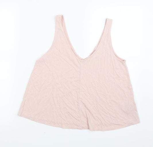 Womens UK Size 8 Topshop Pink Cropped T-Shirt