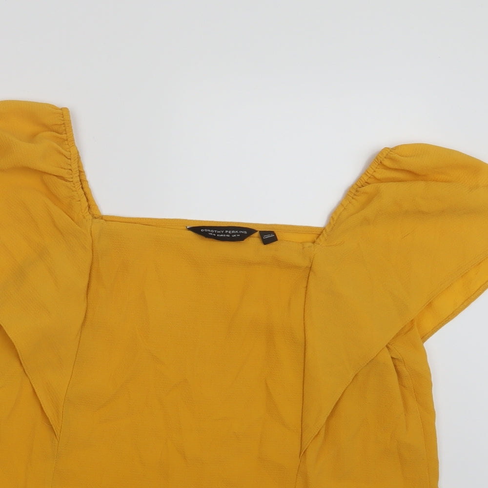 Womens UK Size 14 Dorothy Perkins Yellow Basic T-Shirt