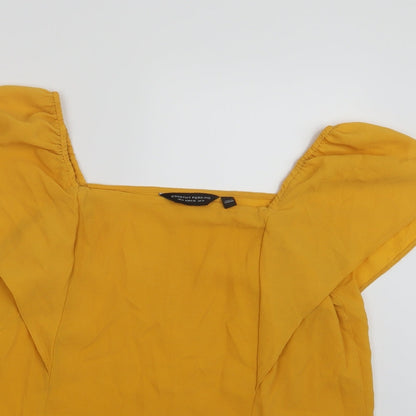 Womens UK Size 14 Dorothy Perkins Yellow Basic T-Shirt