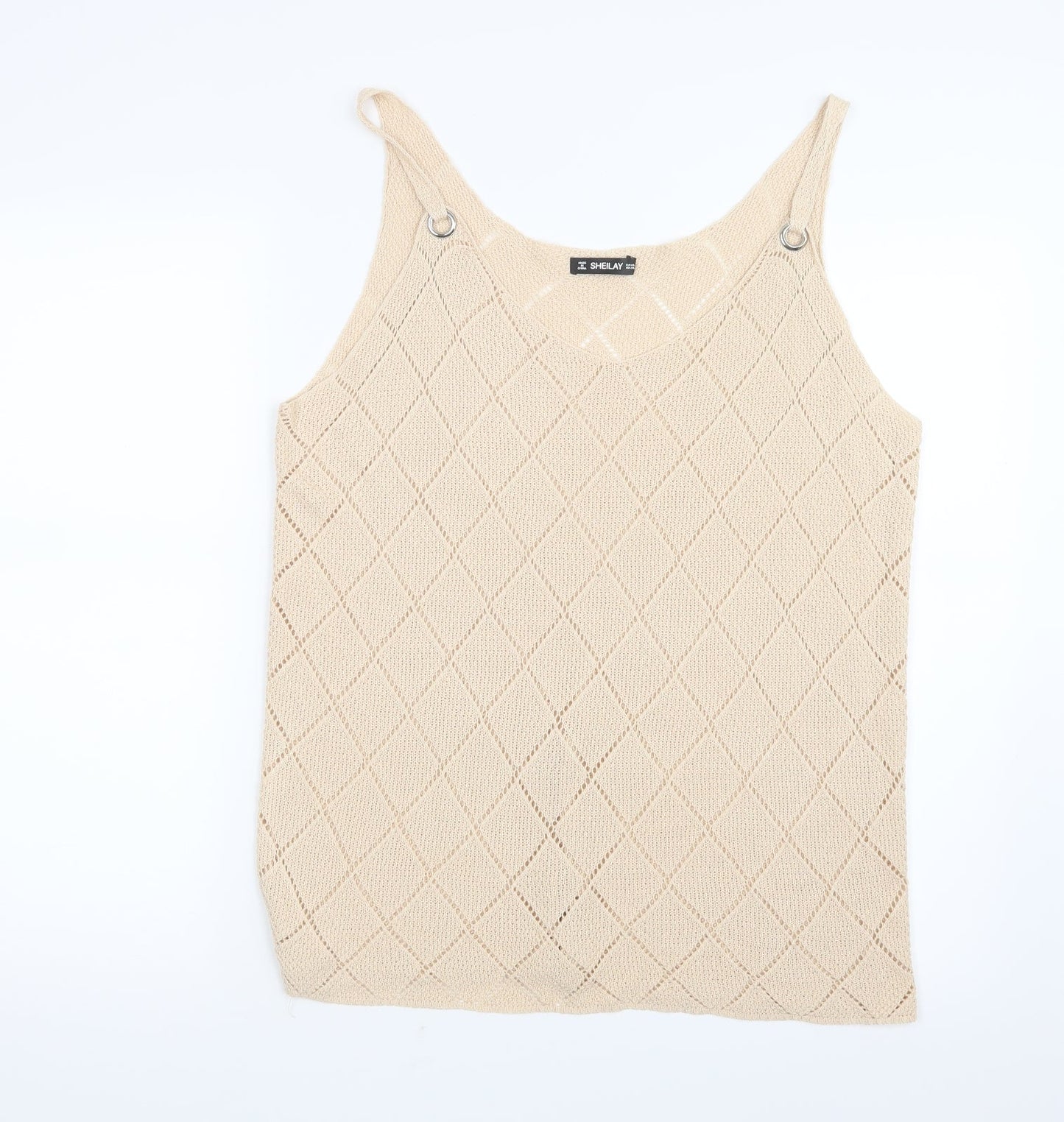 Womens UK Size 4XL Sheilay Beige Basic Tank