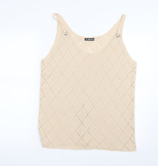 Womens UK Size 4XL Sheilay Beige Basic Tank