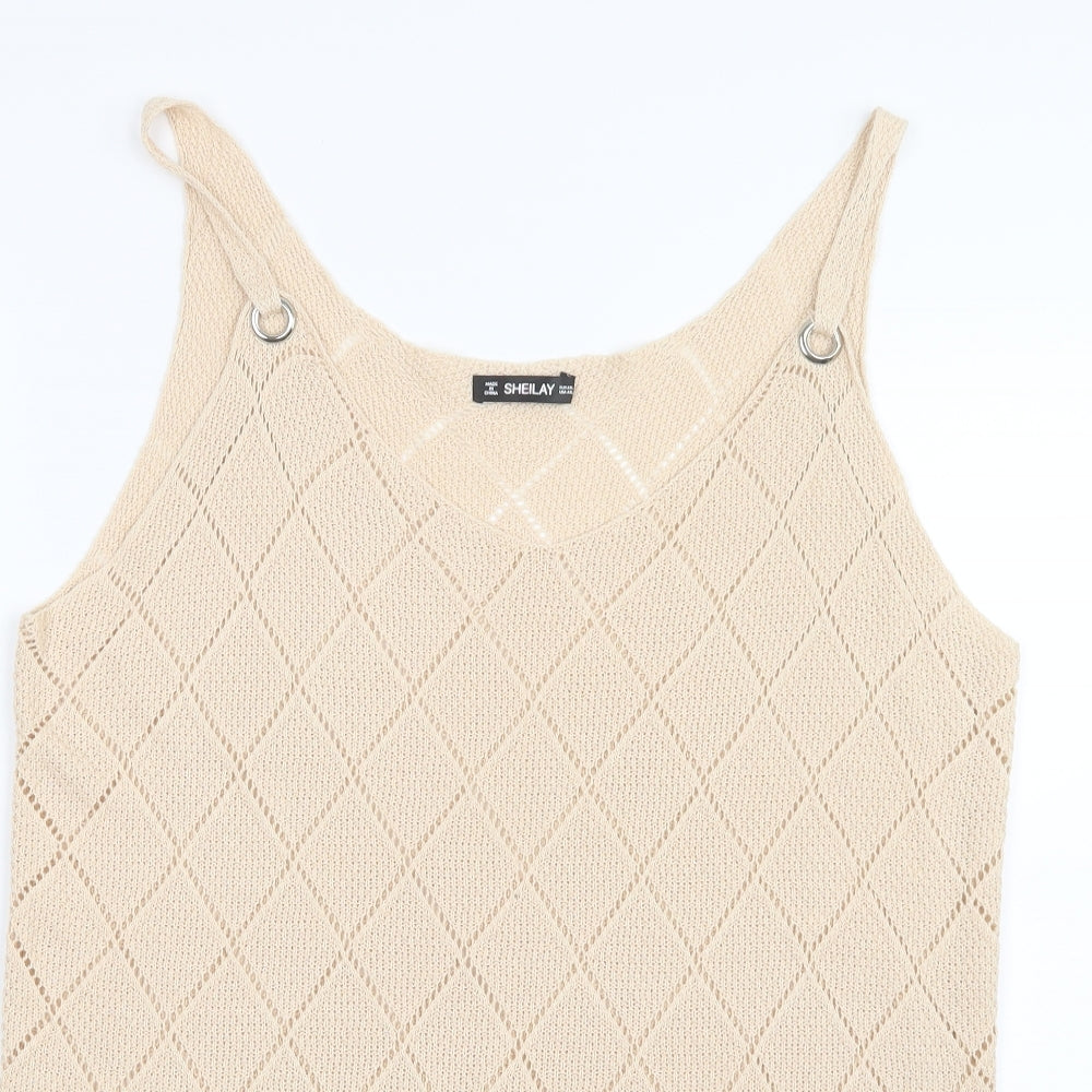 Womens UK Size 4XL Sheilay Beige Basic Tank