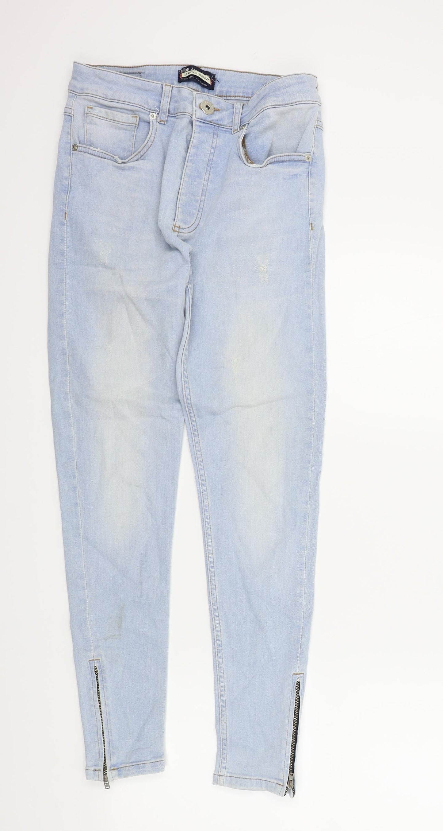 ASYLUM Womens Blue Houndstooth  Skinny Jeans Size 28 L28.5 in - ZIP DETAIL ON LEGS