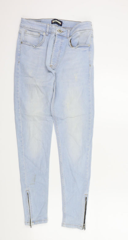 ASYLUM Womens Blue Houndstooth  Skinny Jeans Size 28 L28.5 in - ZIP DETAIL ON LEGS