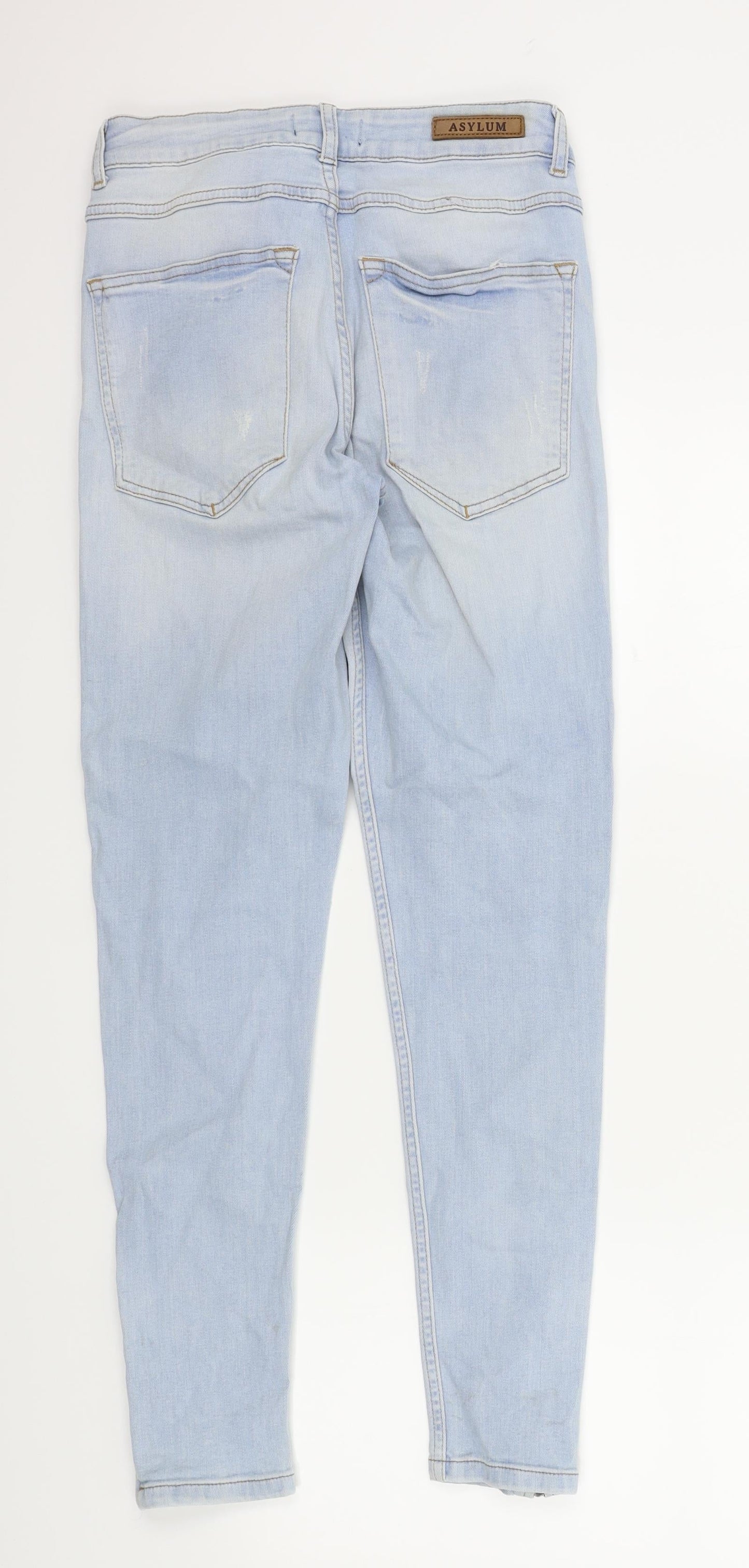 ASYLUM Womens Blue Houndstooth  Skinny Jeans Size 28 L28.5 in - ZIP DETAIL ON LEGS