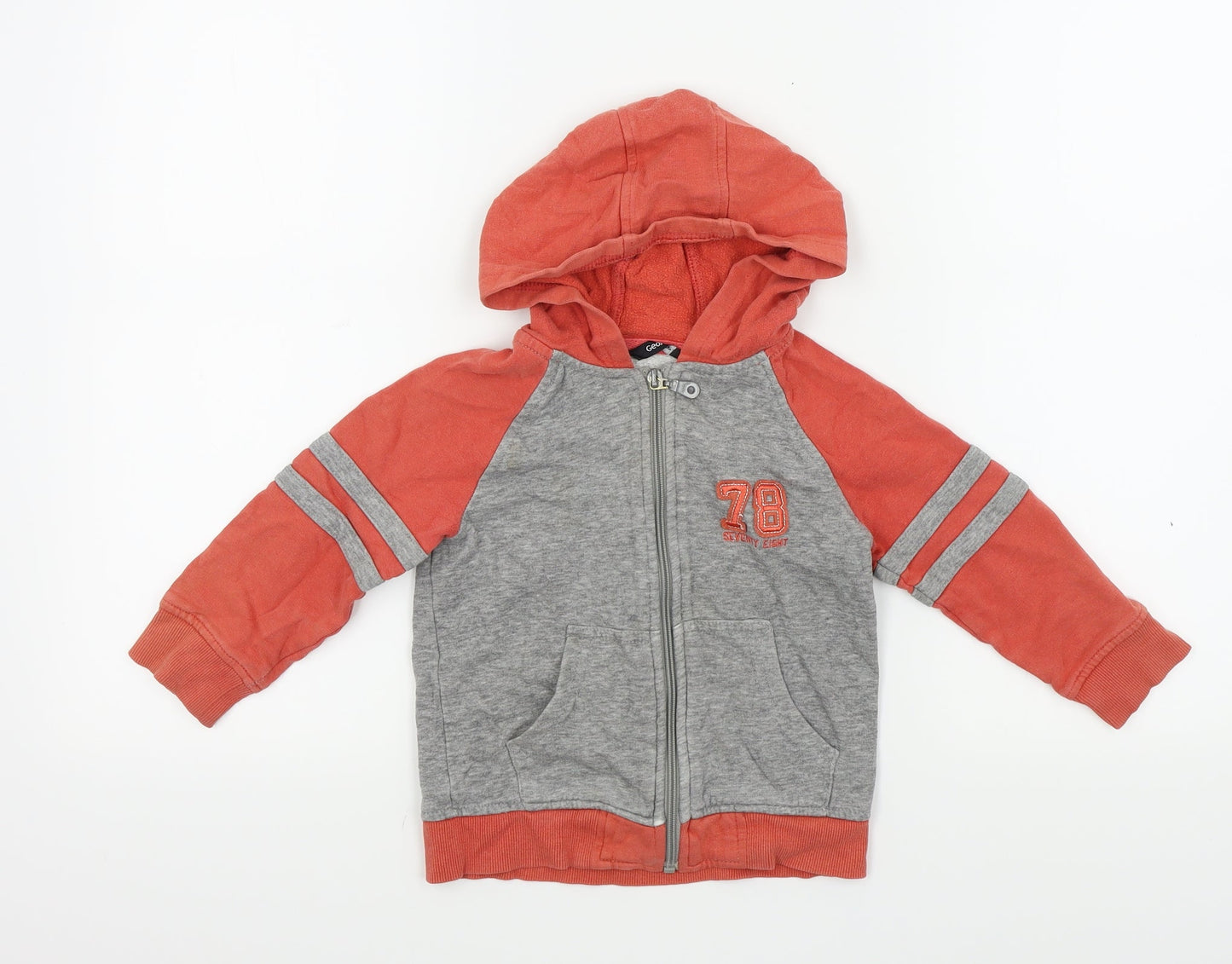 George Boys Grey Colourblock  Full Zip Jumper Size 2-3 Years