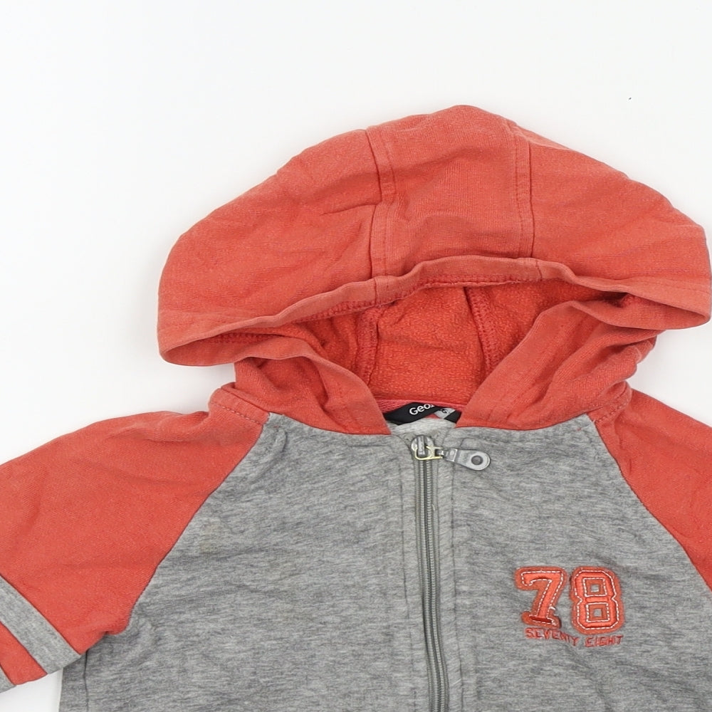 George Boys Grey Colourblock  Full Zip Jumper Size 2-3 Years