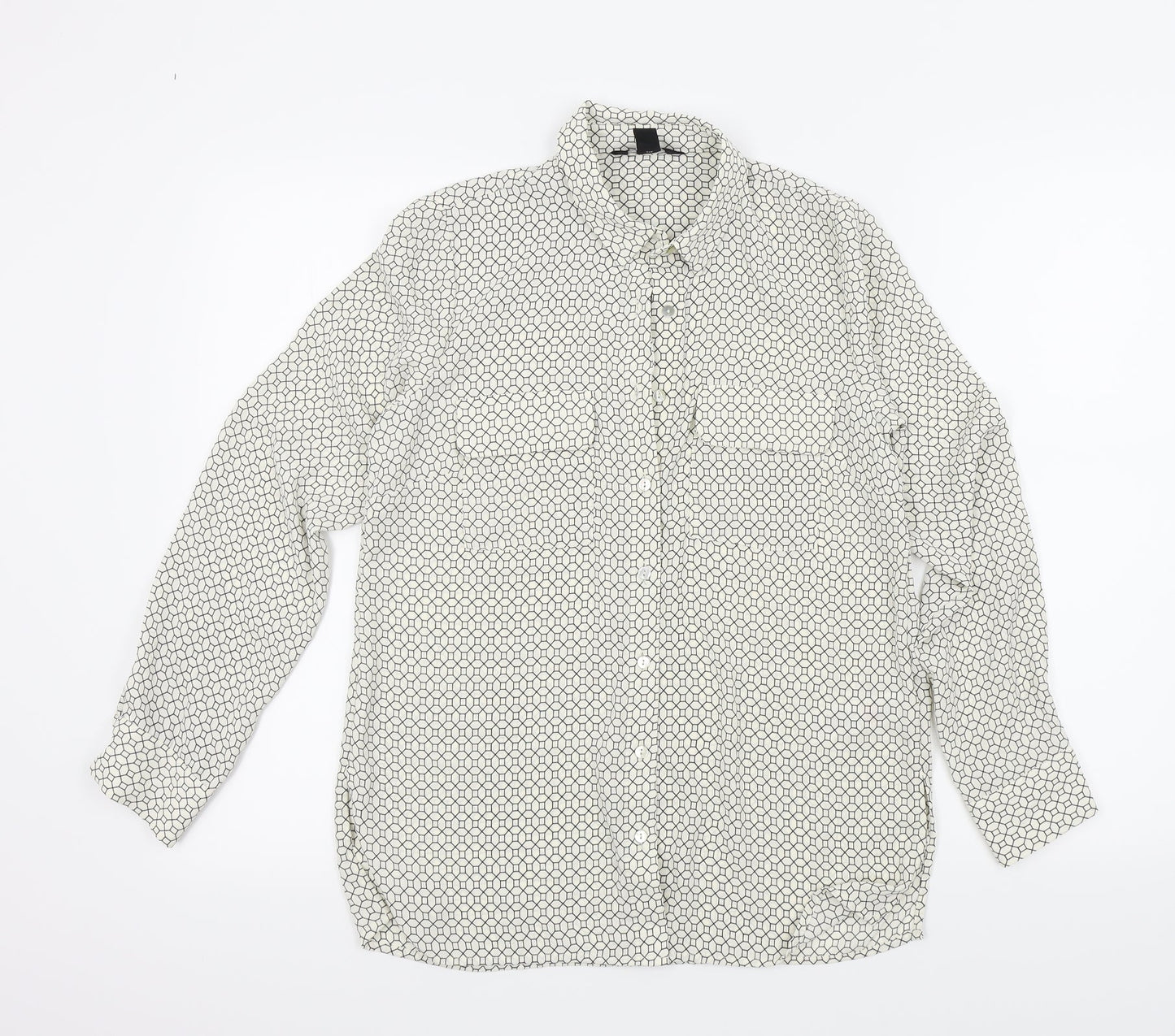Womens UK Size 6 New Look White Basic Button-Up