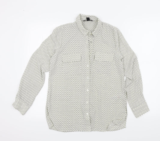 Womens UK Size 6 New Look White Basic Button-Up