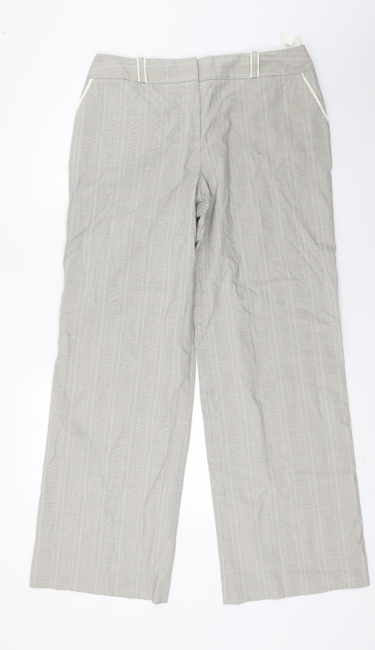 Monsoon Womens Grey Check  Trousers  Size 12 L28 in