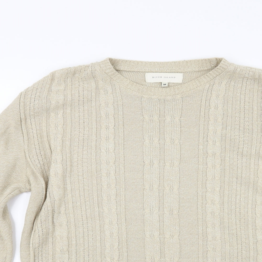 River Island Mens Beige  Knit Pullover Jumper Size M