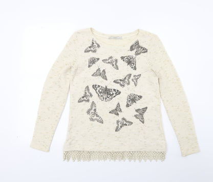 George Womens Beige  Knit Tunic Jumper Size 8  - BUTTERFLIES