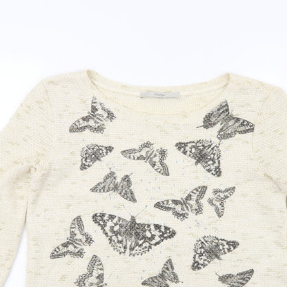 George Womens Beige  Knit Tunic Jumper Size 8  - BUTTERFLIES