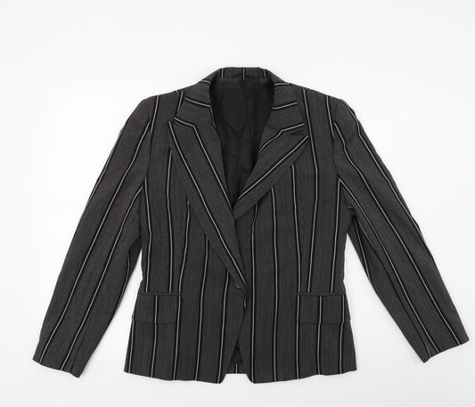 Betty Barclay Womens Grey Striped  Jacket Blazer Size 12