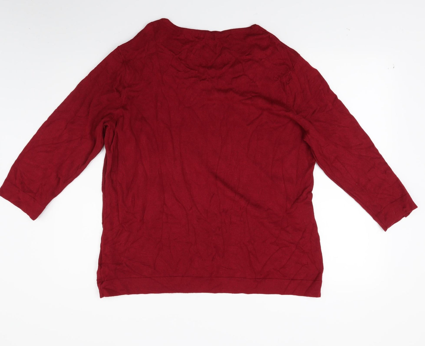 BM Womens Red Floral Knit Cardigan Jumper Size L
