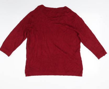 BM Womens Red Floral Knit Cardigan Jumper Size L