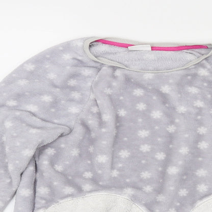 F&F Girls Grey  Fleece Top Pyjama Top Size 11-12 Years  - Owl Print