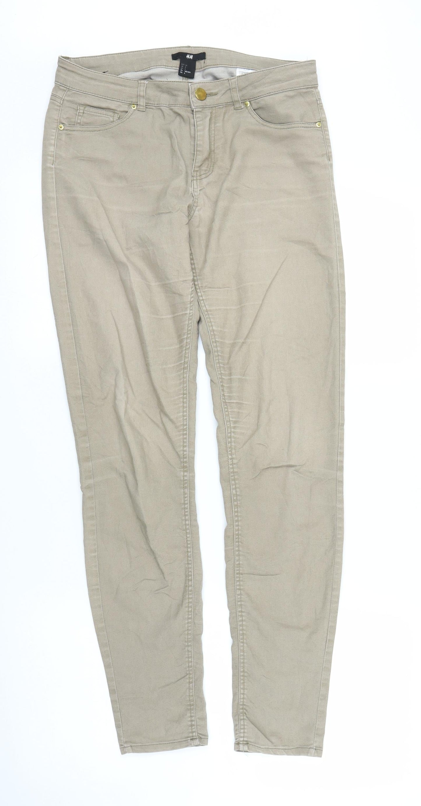 Womens UK Size 8 H&M Regular Fit Skinny Beige Jeans