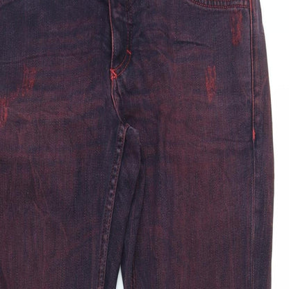 Mens UK Size 30 in Closure Regular Fit Straight Purple Jeans