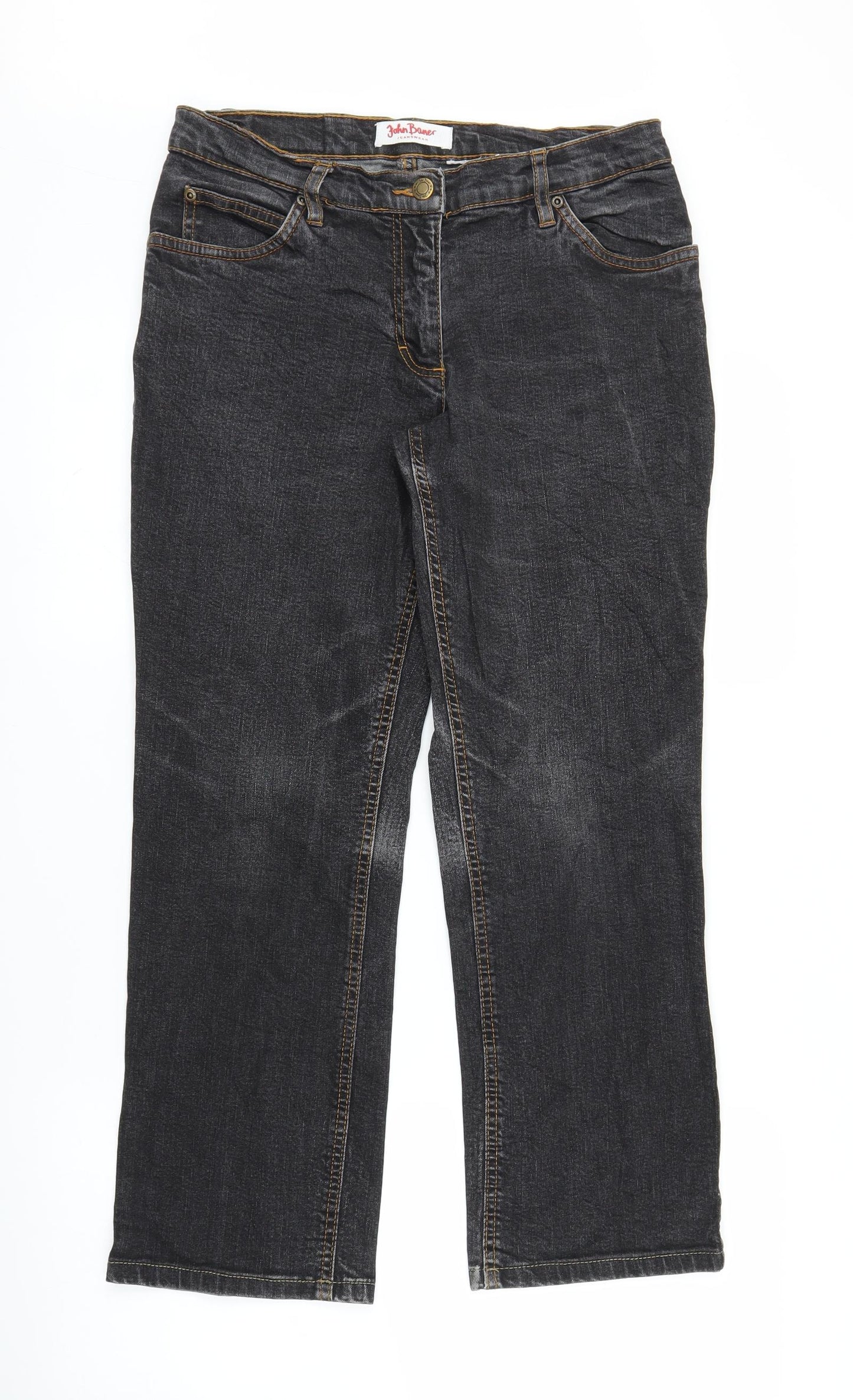 John Boner Mens Black  Denim Straight Jeans Size 29 in L26 in