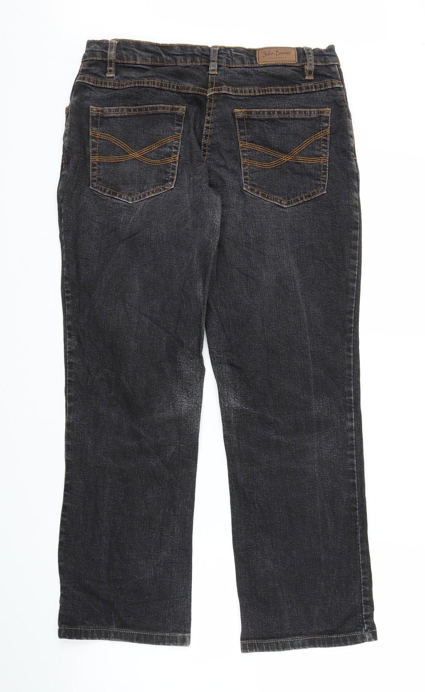 John Boner Mens Black  Denim Straight Jeans Size 29 in L26 in