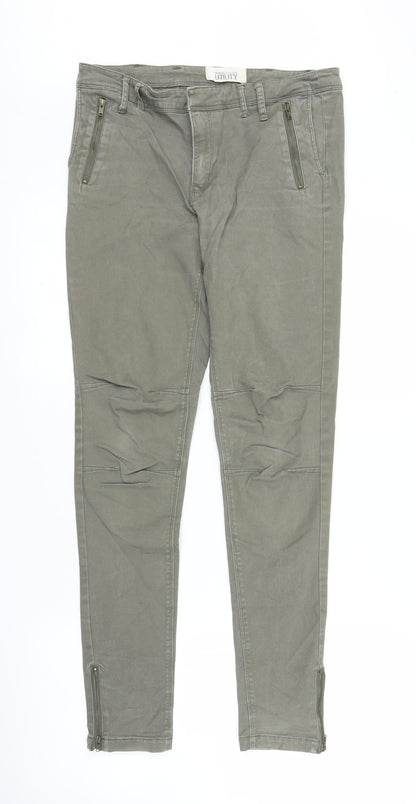 Warehouse Utility Womens Green  Denim Skinny Jeans Size 10 L27 in