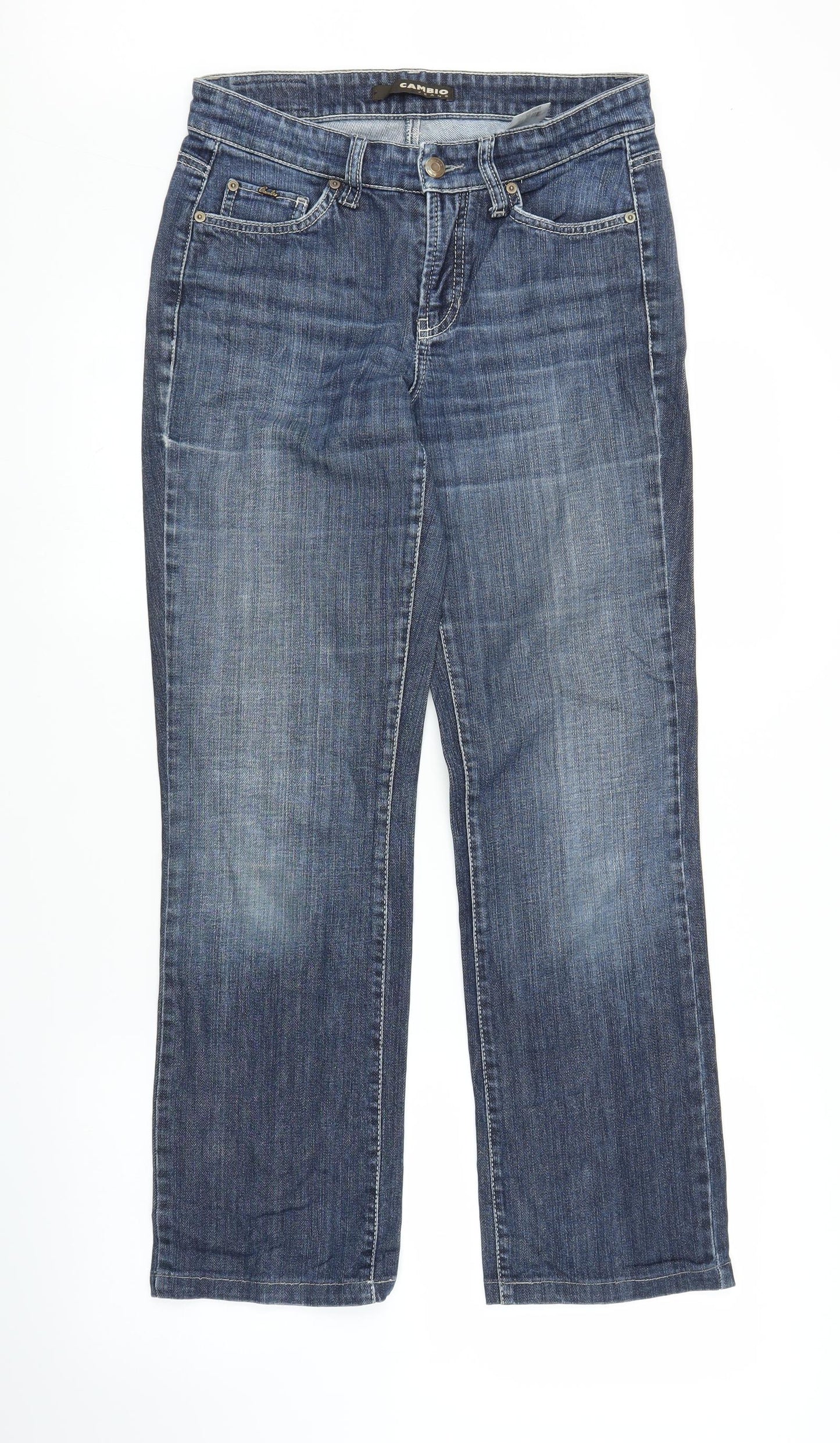 Womens UK Size 10 Cambio Regular Fit Straight Blue Jeans