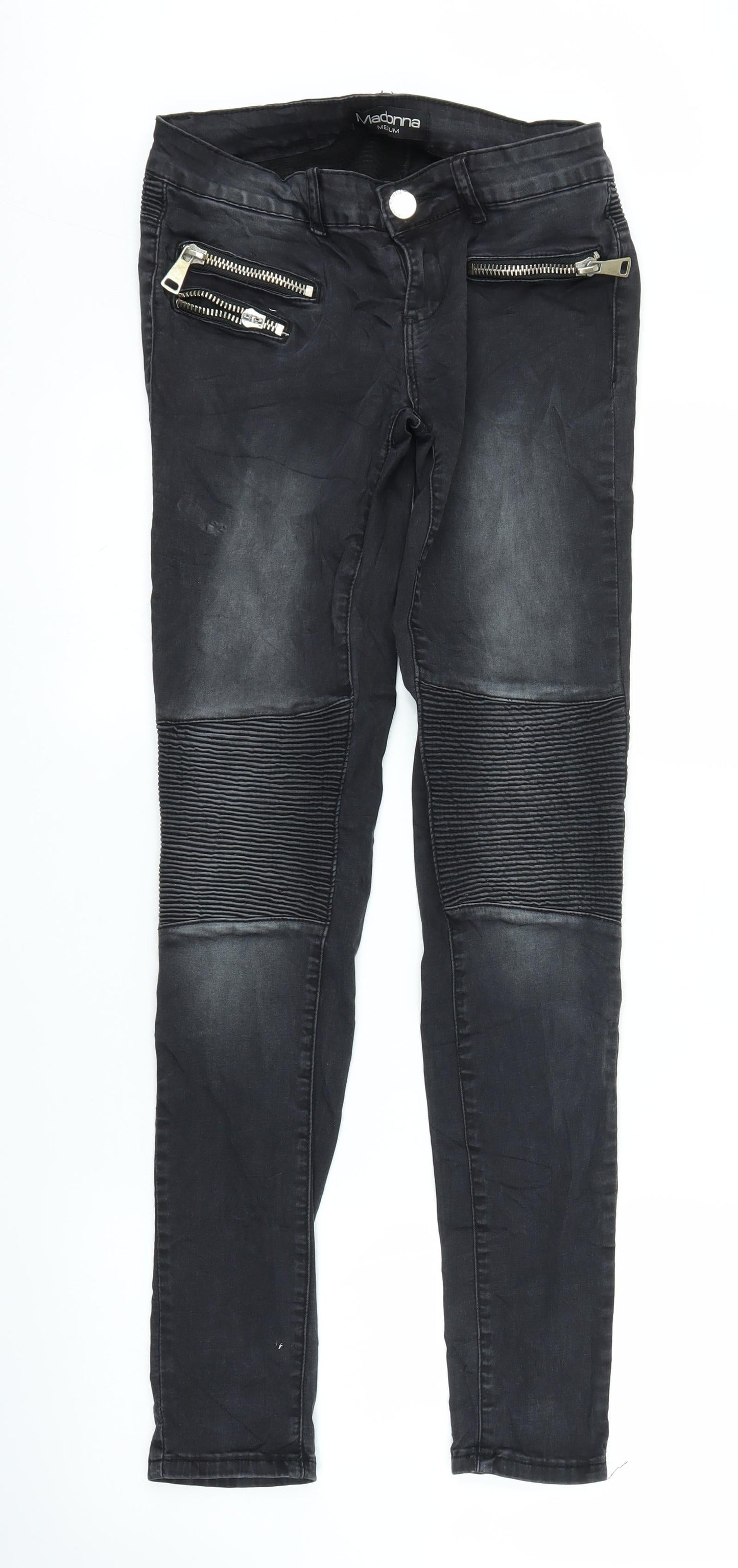 Madonna Womens Black  Denim Jegging Jeans Size M L30 in