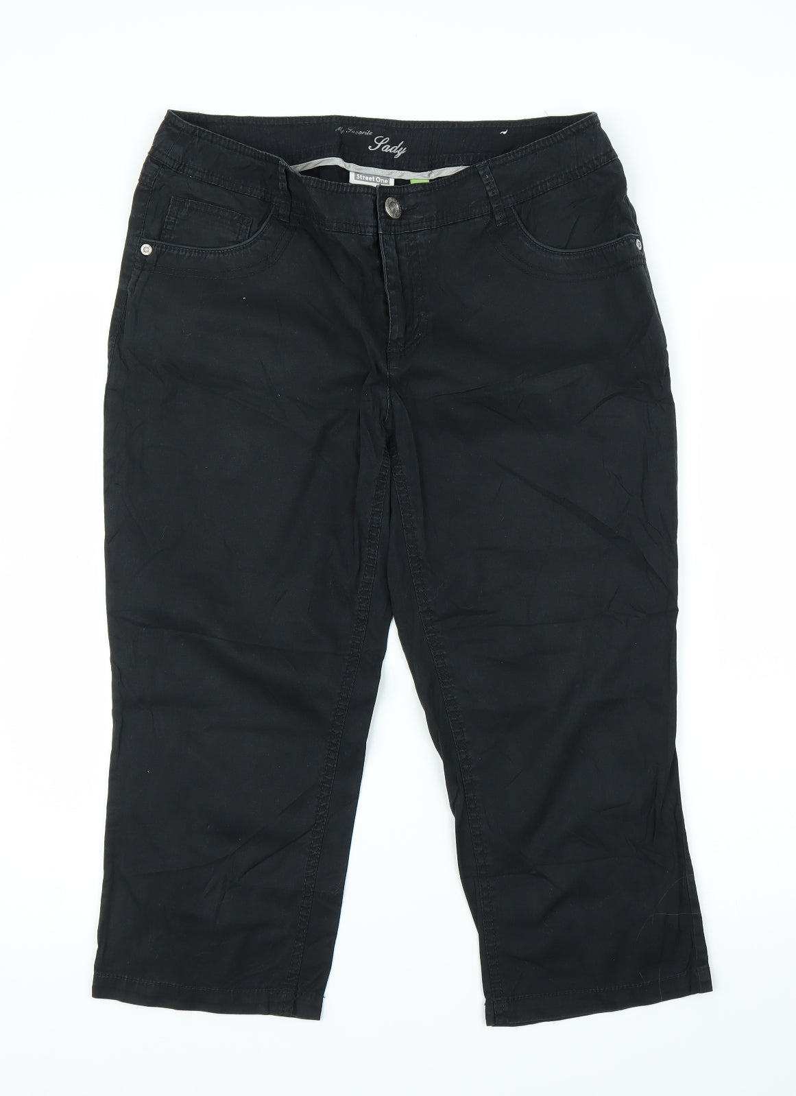 Sady Womens Black   Capri Trousers Size L L21 in