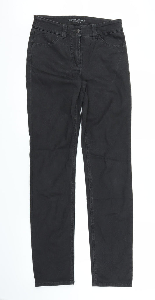 Gerry Weber Womens Black Floral Denim Straight Jeans Size 8 L31 in
