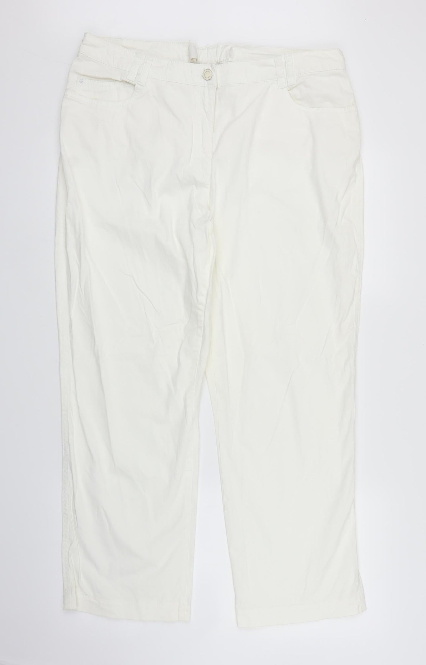 Womens UK Size XL Preworn Regular Fit Straight White Jeans