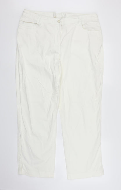 Womens UK Size XL Preworn Regular Fit Straight White Jeans