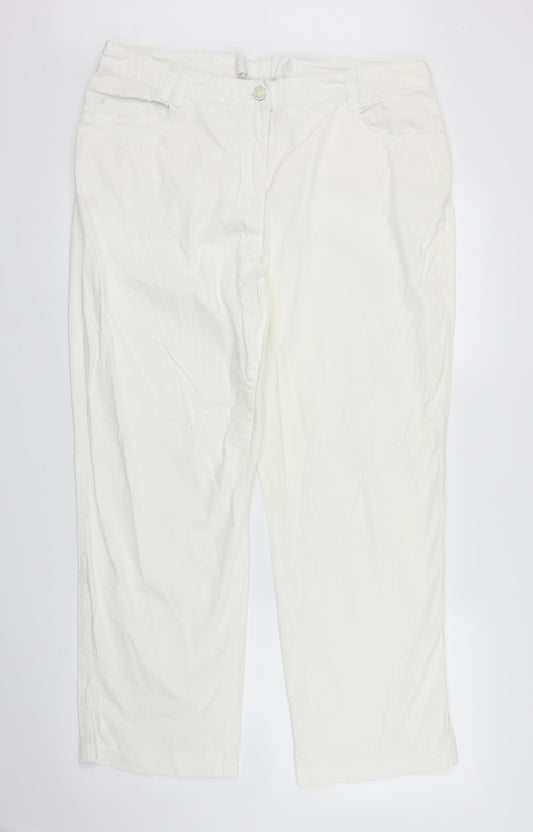 Womens UK Size XL Preworn Regular Fit Straight White Jeans