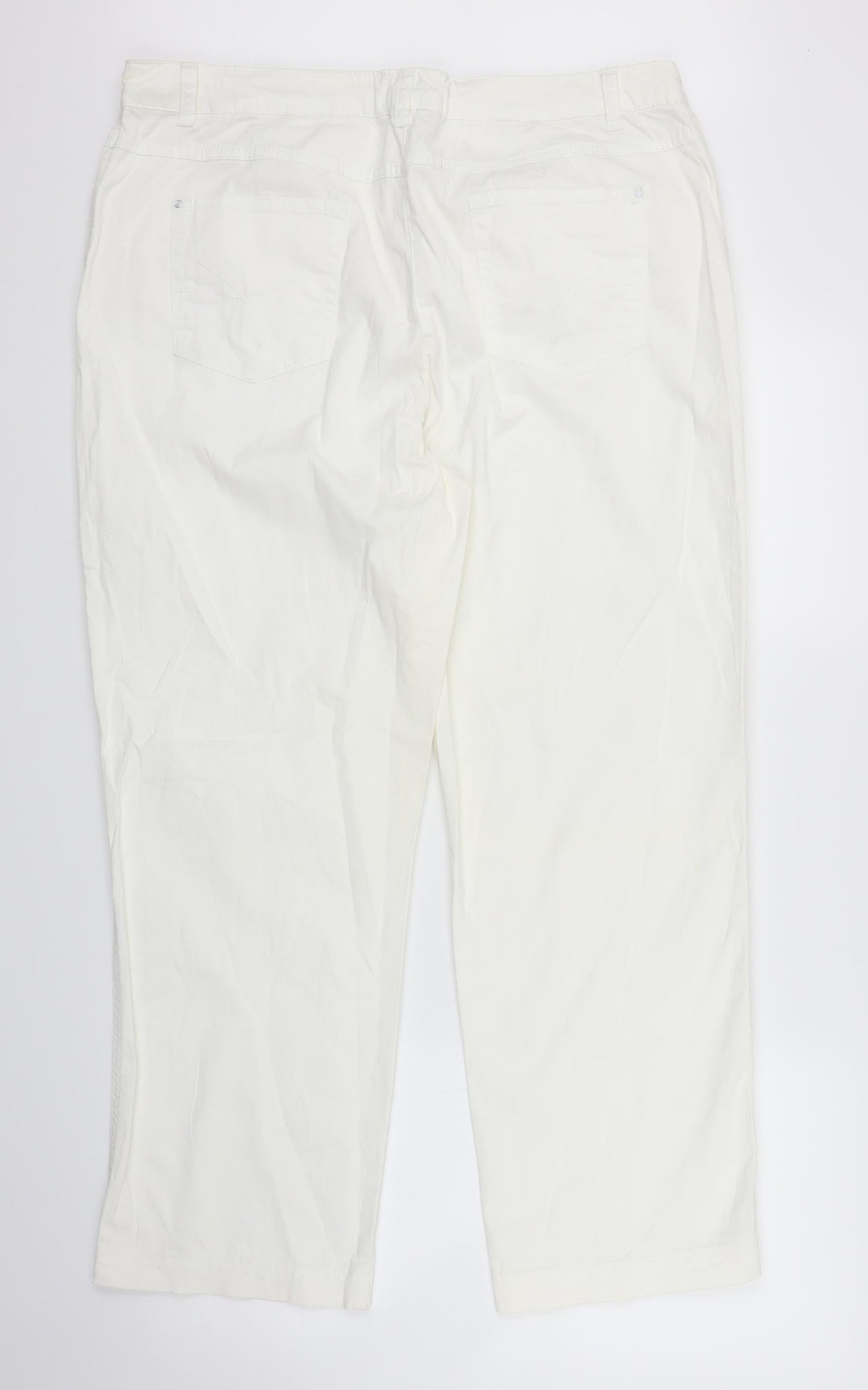 Womens UK Size XL Preworn Regular Fit Straight White Jeans