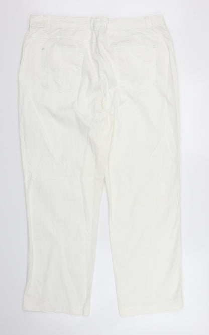 Womens UK Size XL Preworn Regular Fit Straight White Jeans