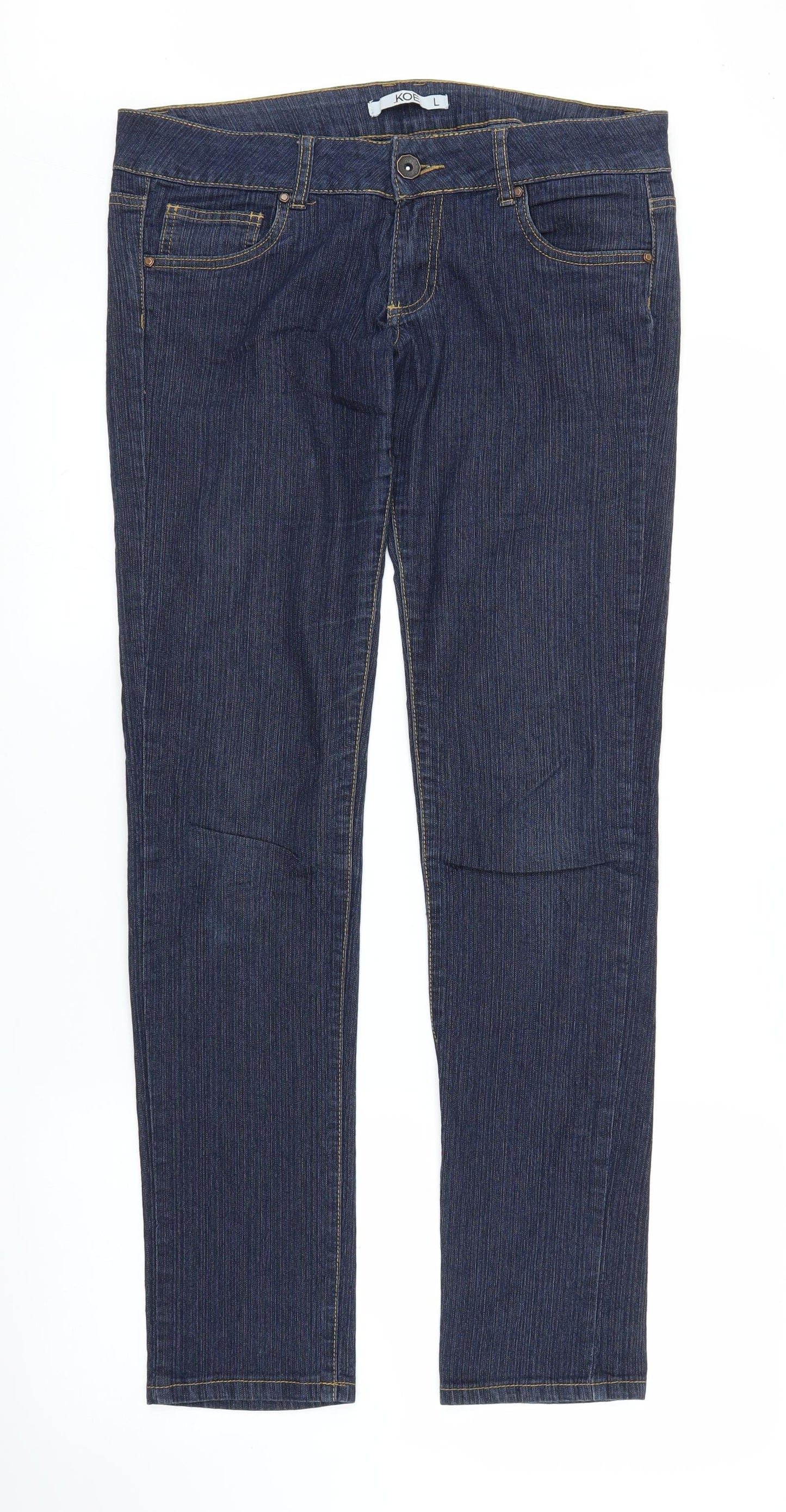 Koe Womens Blue  Denim Straight Jeans Size L L29.5 in