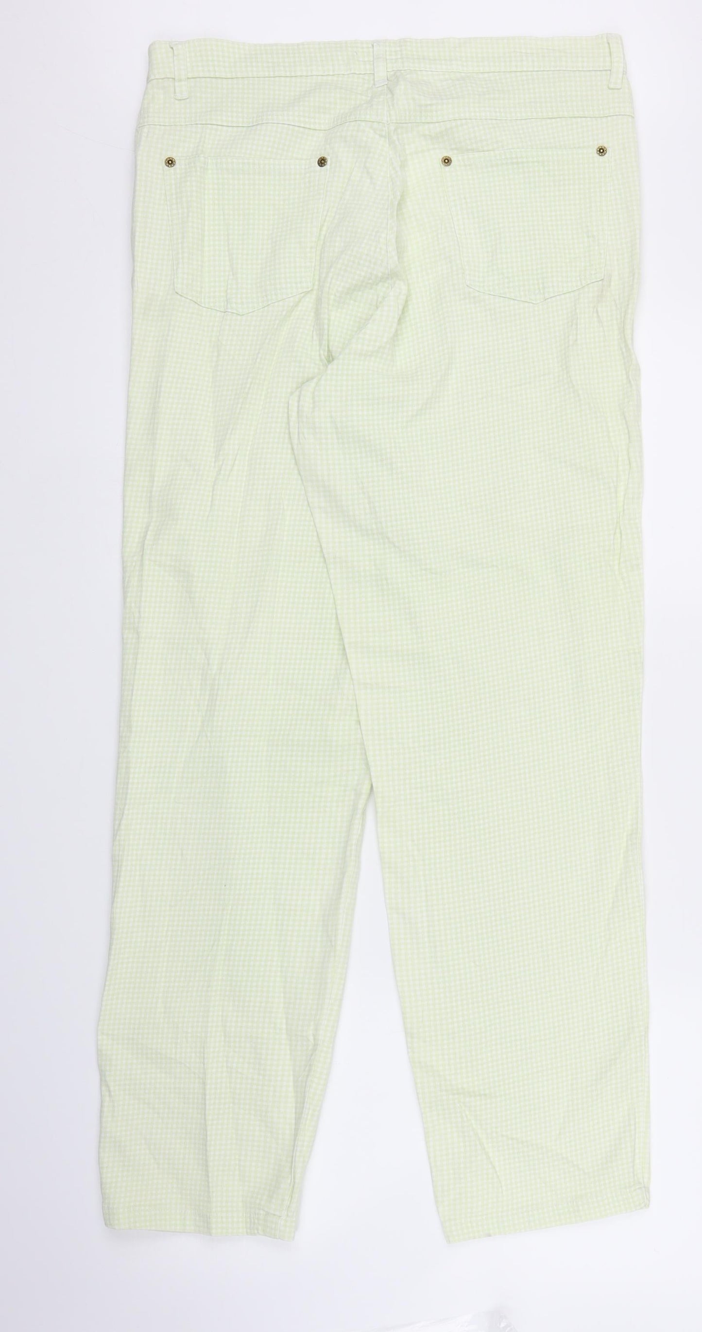 Anne L Womens Green Check Denim Straight Jeans Size 14 L28 in
