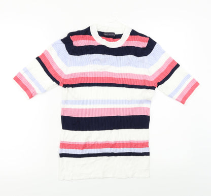 Marks and Spencer  Womens White Striped  Pullover Jumper Size 12