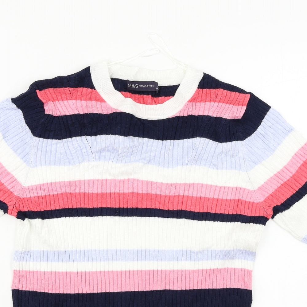Marks and Spencer  Womens White Striped  Pullover Jumper Size 12