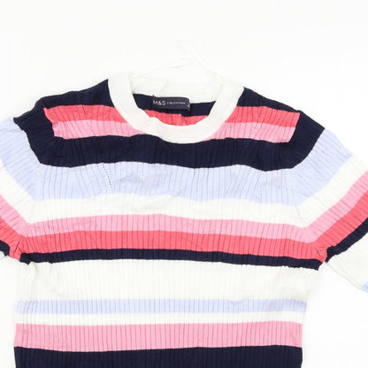 Marks and Spencer  Womens White Striped  Pullover Jumper Size 12