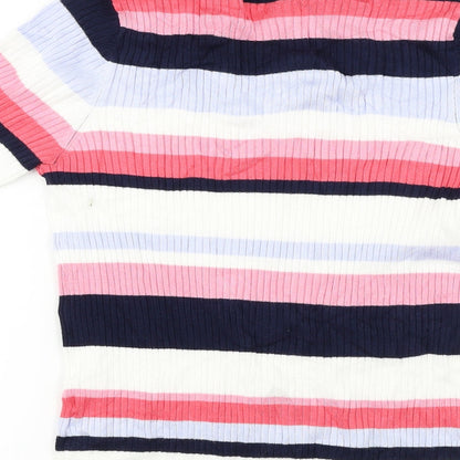 Marks and Spencer  Womens White Striped  Pullover Jumper Size 12