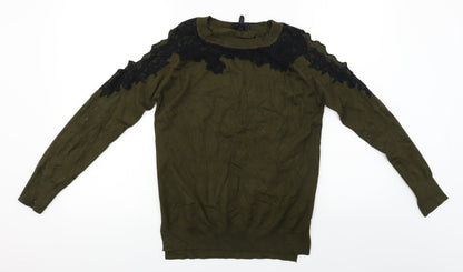 Topshop  Womens Green Floral  Pullover Jumper Size 8