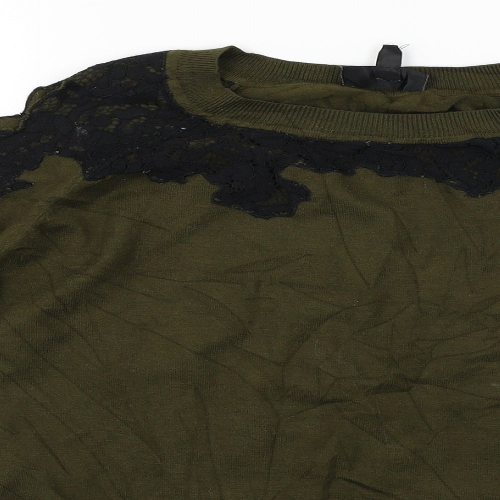 Topshop  Womens Green Floral  Pullover Jumper Size 8